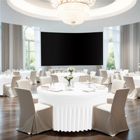 Nappe Ronde Économique Multicolore en Spandex 4/5/6 pieds, Très Élastique, Blanche, pour Maison, Mariage, Banquet