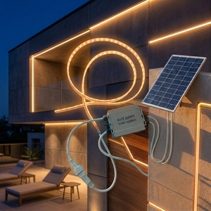 Bande lumineuse LED solaire profilée KHT de qualité professionnelle, sans chute de tension, RGB, étanche IP67, 60 LED/m, pour jardin, hôtel, bâtiment - Product Image 1