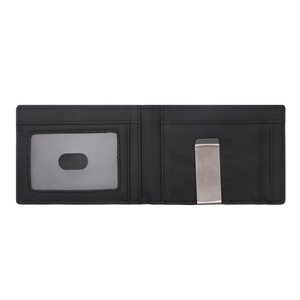 Hot Seller Genuine Leather Carbon Fiber RFID Blocking Slim Minimalist Custom Open Closure Man's Money Clip <b>Wallet</b> - Product Image 4