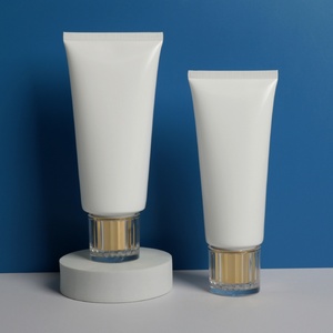 Custom White 50 100 150 ml Empty Soft Squeeze <b>Tube</b> Unique <b>Plastic</b> Packaging Golden Cap for Eye Cream Hand Cream Skin Labeling - Product Image 5