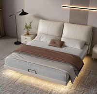 Muebles de dormitorio de diseño de cuero de lujo King Queen tamaño moderno niño niña almacenamiento multifunción de madera masaje conjunto de cama de gama alta