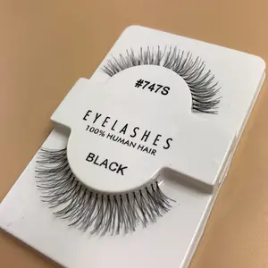 मानव बाल Eyelashes थोक ग्लैमरस 747 हस्तनिर्मित अदृश्य Lashes निजी लेबल Eyelashes मानव बाल lashes