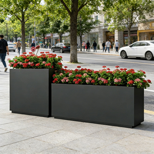 Grand <span class=keywords><strong>bac</strong></span> à plantes en métal d'extérieur, en fer et acier inoxydable, rectangulaire, pour aménagement paysager, décoration de jardin - Product Image 6
