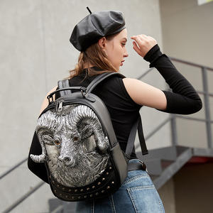 กระเป๋าเป้สะพายหลังลายแพะฮาโลวีน 3 มิติ หนัง PU สำหรับผู้ชายและผู้หญิง  บุด้วยไนลอนนุ่ม ปิดด้วยซิป  ตกแต่งด้วยตัวการ์ตูน - Product Image 1