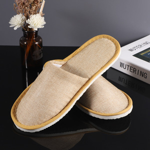 Fengshang üretici toptan tek kullanımlık çevre dostu keten terlik ev misafirperverliği ve oteller için otel olanakları - Product Image 5