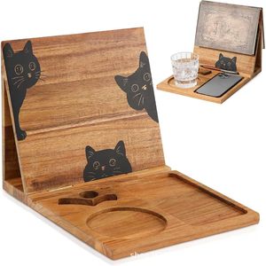 Wooden Desk Organizer With Cat Design Multi Functional Storage <b>Rack</b> For Phone And <b>Drink</b> Holder Desktop Office Organizer - Product Image 1
