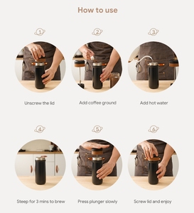 Cafetière à piston en acier inoxydable personnalisée Kingze de 320 ml, isolée sous vide, tasse à café de voyage pour l'extérieur, pour une utilisation en voiture - Product Image 4