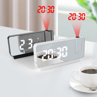 Jam Alarm Proyeksi 2022, Jam Cermin Digital LED, Jam Meja Digital LED Proyeksi Waktu untuk Kamar Tidur