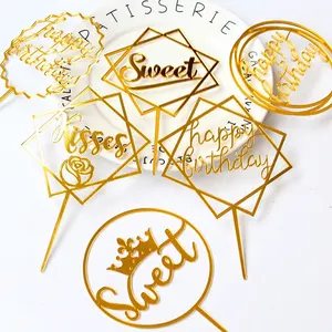 Rose Gold Bánh Sinh Nhật Toppers Acrylic Cake Topper Chúc Mừng Sinh Nhật Cupcake Topper Bánh Trang Trí Nguồn Cung Cấp/