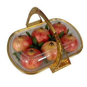 Boîte cadeau grenade en PET jetable, de qualité alimentaire, pliable, en forme de panier, avec poignée, en plastique doré de luxe, portable, pour dattes, pâtisseries et pain - Product Image 2