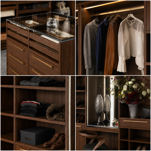 Système de <span class=keywords><strong>dressing</strong></span> de luxe avec finition grain de bois, penderie intégrée et coiffeuse pour chambre à coucher - Product Image 2