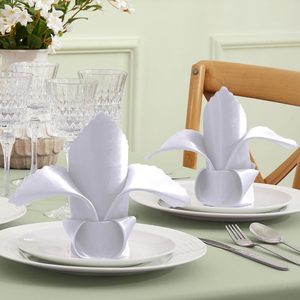 Serviettes de table en polyester jacquard faites à la main, personnalisées pour banquets, restaurants et hôtels, service OEM en gros, en stock, blanches - Product Image 2