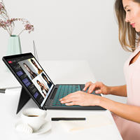 Keyboard Nirkabel Baru dengan Lampu Latar, Touchpad & Tempat Pensil USB Type-C Ultra Tipis untuk Tablet Surface Pro 8/Pro X HL-S8