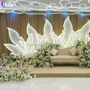 LEDA Custom Luxury Indoor Wedding Party Stage LED <b>Arch</b> Leaf-shaped Metal Large Background for Banquet - Product Image 3