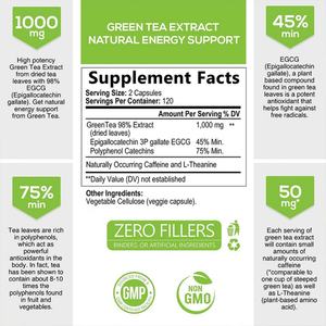 Cápsulas de Extracto de Té Verde Personalizadas de 1000 mg, Suplemento Quemagrasas para el Apoyo Cardíaco para Adultos - Product Image 3