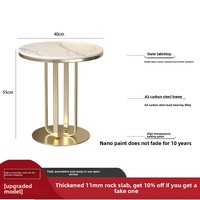 Table d'appoint moderne de luxe en métal et dalle de roche pour canapé, salon ou appartement – Table console de luxe légère pour thé ou café