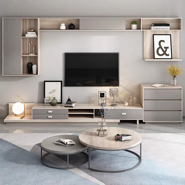 Simple Modern Rectangle Wooden Furniture Aquarium Smart Coffee Table for Living Room Furniture