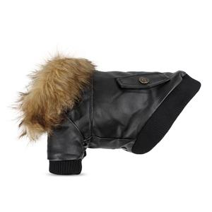 Jaqueta de couro para animais de estimação, roupas de inverno para cachorros e filhotes, com gola de pele e vestuário pequeno - Product Image 3