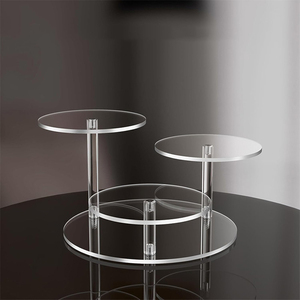ขายส่งชั้นวางอะคริลิคใส, ชั้นวางแบบวงกลมสามชั้น, ชั้นวางขนมและเครื่องสำอางทำมือ - Product Image 1