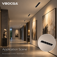 Plafonnier encastré moderne 10W LED sans cadre, cinq têtes, rectangulaire, en aluminium COB pour bureau