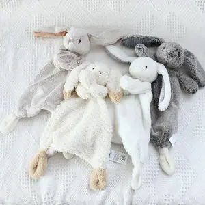 Monogram Baby Shower Gift Short Plush Bad Bunny Lovey Security Blanket Baby Comforter Toy