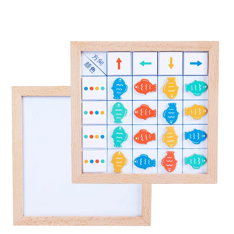 Magnetic Fish Color Arrow Direction Cognition Game Children Puzzle Logical Thinking Training Wooden Toys