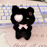 Porte-clés en peluche Tengle, chat noir et chat rose, en coton PP, accessoires de pendentif, breloque de sac, unisexe, 14 ans et plus
