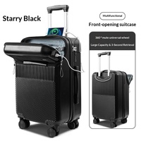 Valise à roulettes rigide multifonctionnelle unisexe de 20 pouces avec ouverture frontale, interface USB, étanche, serrure à combinaison
