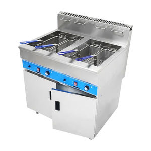 الفولاذ المقاوم للصدأ-عداد صناعي الأوروبي 2 خزان 4 سلال الغاز المسال المقلاة العميقة - Product Image 4