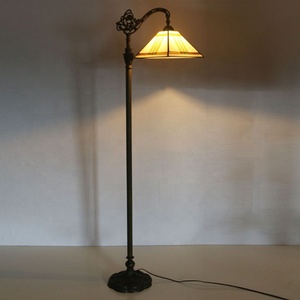 LongHuiJing 12Inch Yellow Tiffany Style Reading Lamp Square Stained Glass Lampshade Floor Lamps - Product Image 5