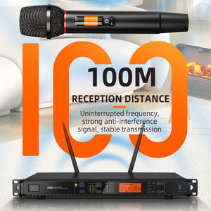 Microphone sans fil professionnel UHF portable Bine DR28 pour scène et karaoké, en métal - Product Image 2