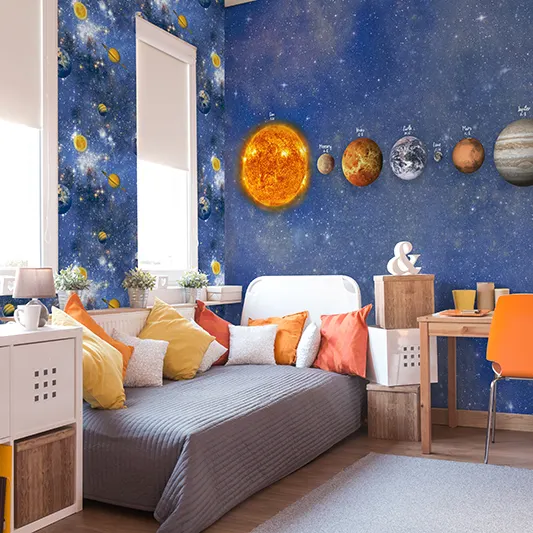 Papier peint écologique de la terre pour enfants, tapisserie décorative de haute qualité pour chambre à coucher