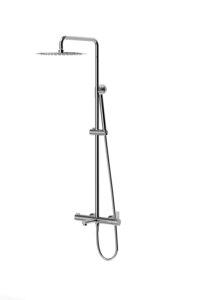 Ensemble de douche mural 3 fonctions, 67906, avec joystick, finition Chrome/Noir mat/Or brossé, incluant pommeau pluie, douchette à main et bec de baignoire - Product Image 4