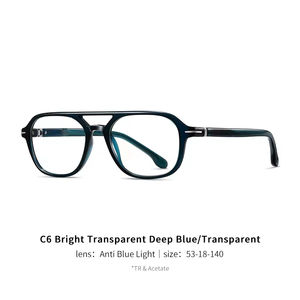 <span class=keywords><strong>Gafas</strong></span> con Armazón Óptico Clásico de Doble Barra, Conexión de Herrajes de Cobre, Patillas de Acetato, Cómodas, Duraderas, Anti-Luz Azul - Product Image 2