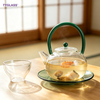 Ensemble de théière en verre borosilicate de haute qualité avec emballage personnalisé, résistant à la chaleur, passe au lave-vaisselle, idéal pour offrir