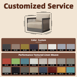 Sedia <span class=keywords><strong>da</strong></span> Esterno Girevole a 360° Moderna e Resistente, Telaio in Alluminio, Intreccio in Rattan, Cuscino Impermeabile ad Asciugatura Rapida per Hotel, Piscine, Terrazze - Product Image 2