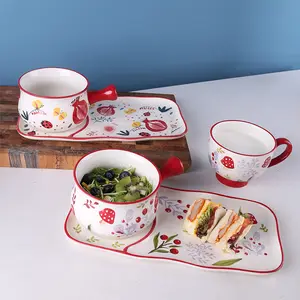 Japanese Underglaze Daily Pottery Dinnerware Breakfast Ceramic Tableware Set For Restaurant Nordic Style