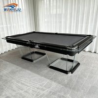 Table de billard extérieure de luxe, design élégant, étanche, 3-en-1, verre trempé, table de billard en cristal, verre de 12 mm, table de billard rose pour bar