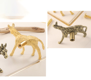 Tirador de latón macizo con forma de burro para puerta y armario, diseño de silueta animal, para sala de estar, dormitorio infantil, armario, gancho de pared de un solo orificio - Product Image 2