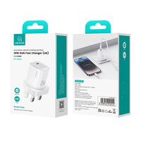 USAMS CC250 GaN 20W, adaptor pengisi daya ponsel Tipe C Usb cepat colokan EU PD 20W GaN untuk Samsung untuk Apple