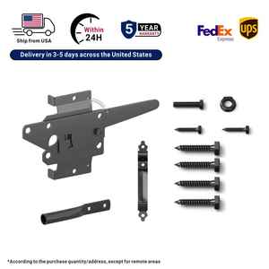 Loquet de portail à levier automatique à gravité avec poignée pour portes extérieures en bois/PVC, stock local US - Product Image 1