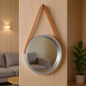 Espejo Redondo Plateado de Pared de 15.7 Pulgadas con Marco, Espejo Decorativo Minimalista para Interiores del Hogar - Product Image 2