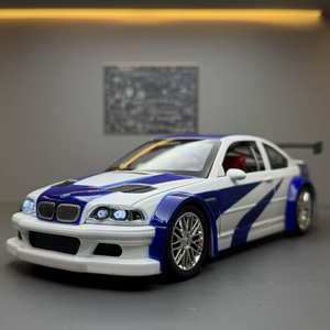รถเหล็กหล่อแบบไดแคสต์ ขนาด 1:24 รุ่น BMWSS M3 GTRE46 พร้อมเสียงและไฟ ประตูเปิดได้ ของสะสมตกแต่ง ของเล่นโลหะ รถโบราณ สำหรับเด็กผู้ชาย - Product Image 5