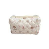 Sac à cosmétiques matelassé frais, motif anime, grande capacité, fermeture éclair mignonne, trousse à crayons en polyester