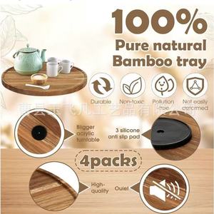 Acacia Wood <b>Round</b> <b>Serving</b> <b>Tray</b> 35cm Rotatable For Home Restaurant Use - Product Image 1