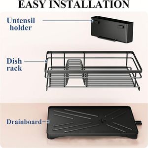Égouttoir à vaisselle simple en acier inoxydable 304 pour cuisine, support de rangement et panier organisateur en métal - Product Image 6