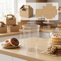 Gobelet en plastique transparent jetable avec couvercle, 8oz, 10oz, 12oz, 16oz, 24oz, 32oz, avec impression personnalisée du logo, film d'étanchéité PP/PET, pour desserts, bubble tea, café