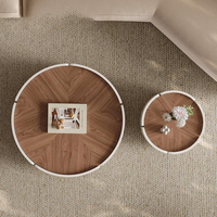 Ensemble de table basse moderne en bois massif de couleur crème de haute qualité avec plateau en verre trempé, design en forme de pétale, table d'appoint robuste et durable pour l'intérieur