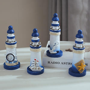 Décoration d'ornement de petit <span class=keywords><strong>phare</strong></span> océanique en bois moulé de style méditerranéen de 13cm - Product Image 3