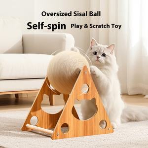 كرة خدش للقطط تدور تلقائيًا من السيزال، لعبة متينة لتلبية احتياجات طحن مخالب القطط - Product Image 2
